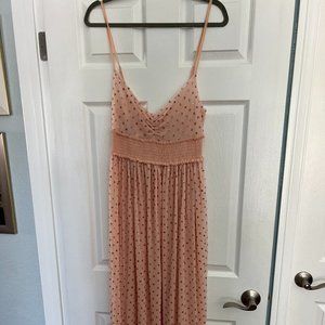 Free People Rose Gold Sequined Maxi Dress with Crinoline